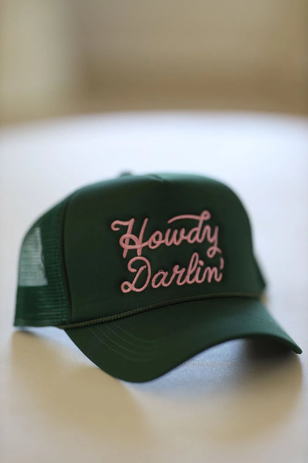 Howdy Darlin' Embroidered Trucker Hat -  Green | Hazel and Olive