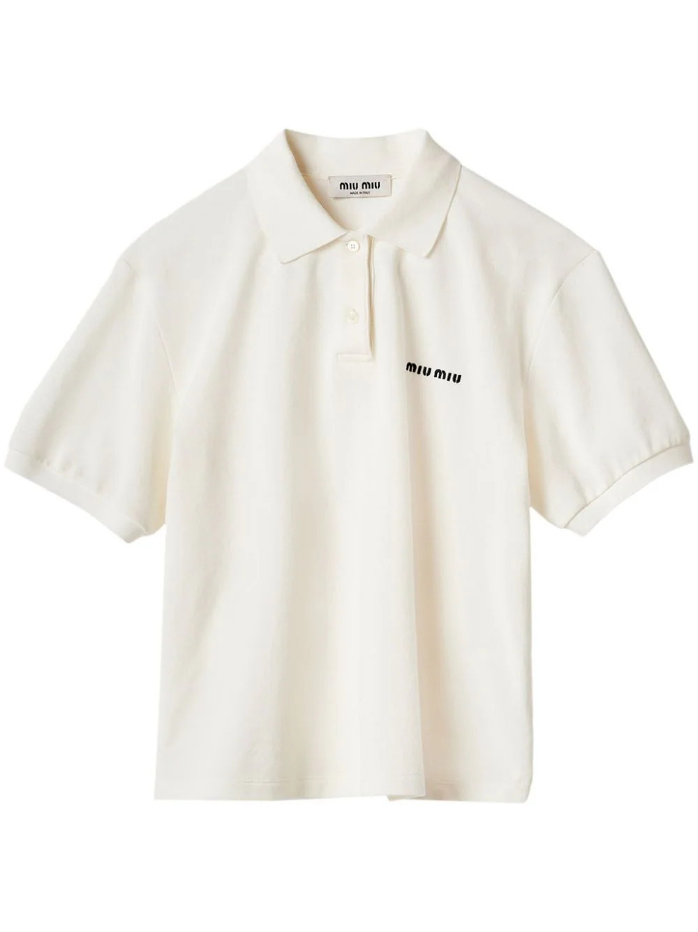 Miu Miu logo-embroidered cotton polo shirt - White | Farfetch Global