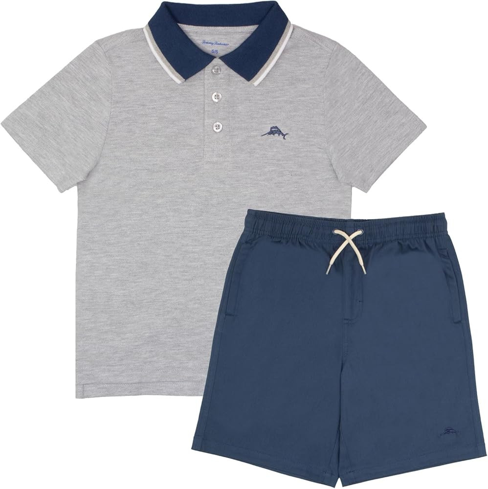 Tommy Bahama Boys Short Sleeve Classic Polo Shirt & Elastic Waist Shorts Set, Casual 2-Piece Back... | Amazon (US)
