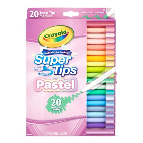 Crayola® Pastel Supertip Washable Markers, Fine Point, Assorted Pastel Colors, Pack Of 20 Markers | Amazon (US)
