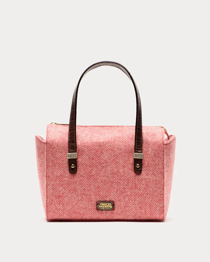 Boxy Bag - Pink Herringbone Wool | Frances Valentine