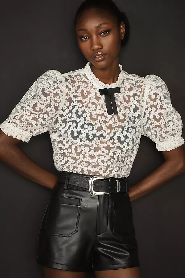 En Elly Puff-Sleeve Bow Blouse | Anthropologie (US)