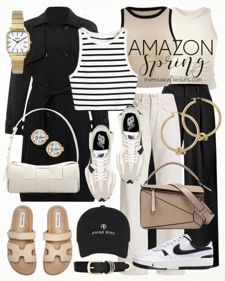 Shop these Amazon spring outfit finds! Trench coat, ecru jeans, wide leg pants, striped tank, Loewe puzzle bag look for less, New Balance 327 sneakers, Steve Madden Mayven raffia sandals, Nike Gamma Force sneakers, Bottega Small brick bag and more! 

Follow my shop @thehouseofsequins on the @shop.LTK app to shop this post and get my exclusive app-only content!

#liketkit #LTKshoecrush #LTKitbag #LTKstyletip
@shop.ltk
https://liketk.it/4ALXr