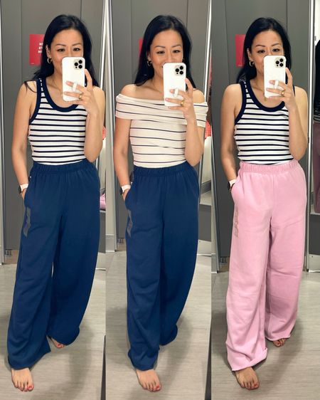 Size small striped ribbed tank top 
Size XS off the shoulder top
Tops are not online yet

Size small navy sweatshirt
Size small pink sweatshirt (runs big; would prefer XS)

Target style
Target fashion 