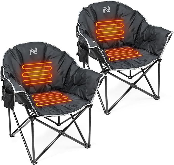 NAIZEA Heated Camping Chair, Patio Lounge Chairs with 3 Heat Levels, Portable Folding Camping Cha... | Amazon (US)