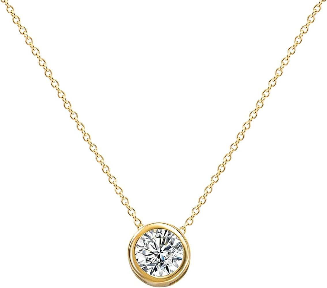 Ava Riley Dainty Necklace for Women,14K Real Silver Simple Necklace for Women, Pearl Lock Bar Kar... | Amazon (US)
