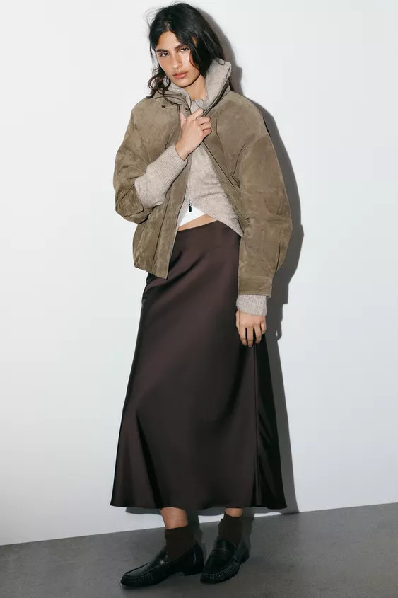 SATIN MIDI SKIRT | Zara UK