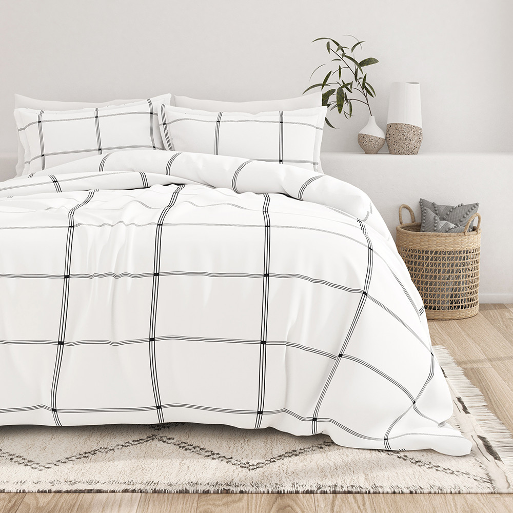 Grid Pattern 3-Piece Duvet Cover Set - Linens and Hutch | Linens and Hutch
