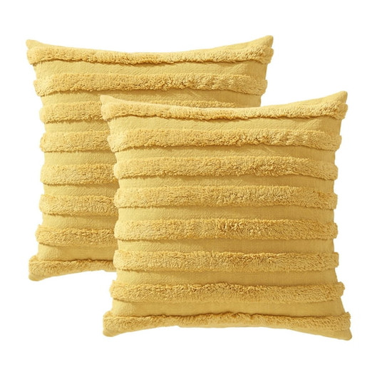 set of two yellow throw pillows