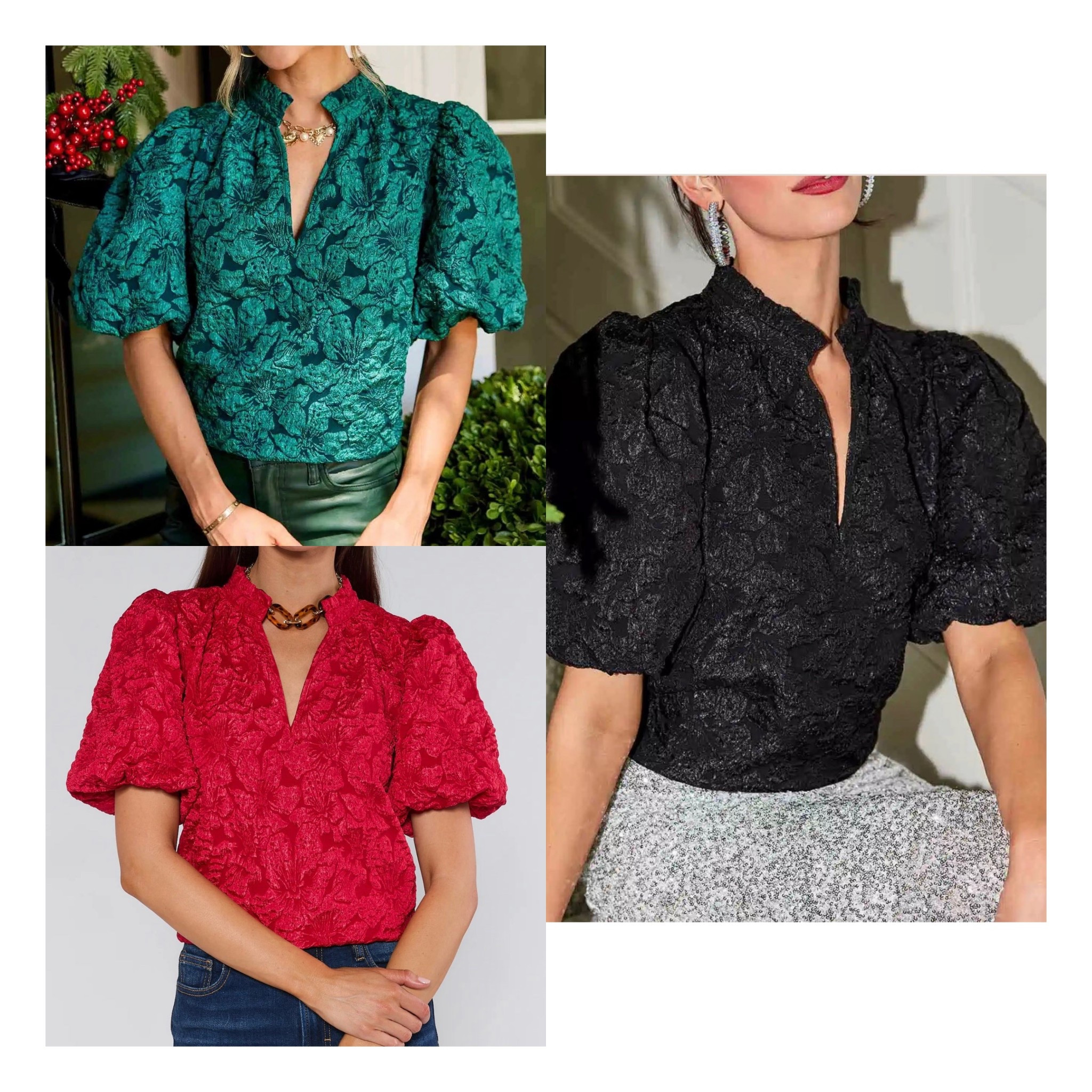This brocade top is holiday perfect, comes on 3 colors, and is 30% off today! 

#LTKHoliday #LTKOver40 #LTKSaleAlert