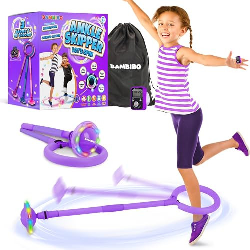 Bambibo Skip It with Counter Original 90s - Purple, Longer Foam Padding | Skip It Toy for Girls with Mesh Bag | Skip Ball Ankle Toy | Foldable Colorful Flash Wheel | 5 6 7 8 9 Year Old Girl Gifts | Amazon (US)
