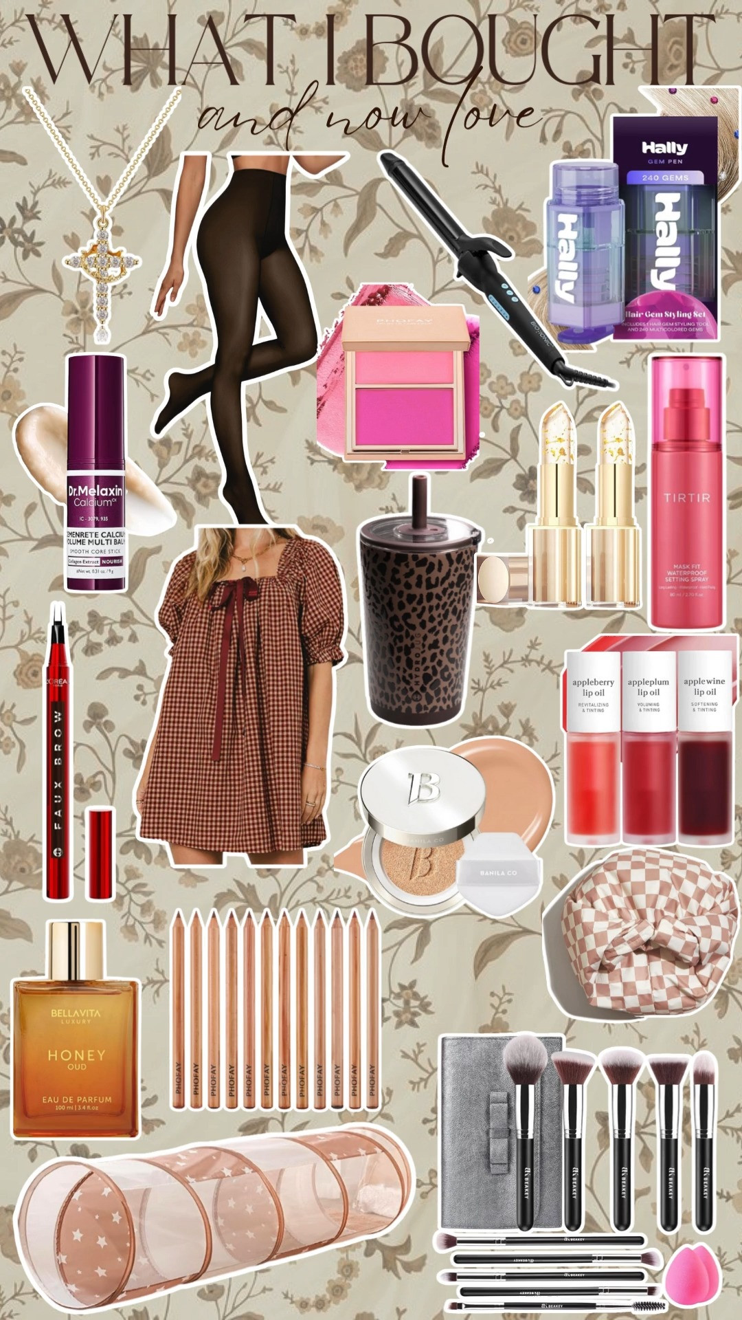 mini dress. gingham. blush. lipstick. tights, jewelry. hair gems. setting spray. tumbler. trending. best sellers. viral. perfume. baby tunnel. lip liner.  

 #LTKSeasonal #LTKFindsUnder50 #LTKFindsUnder100