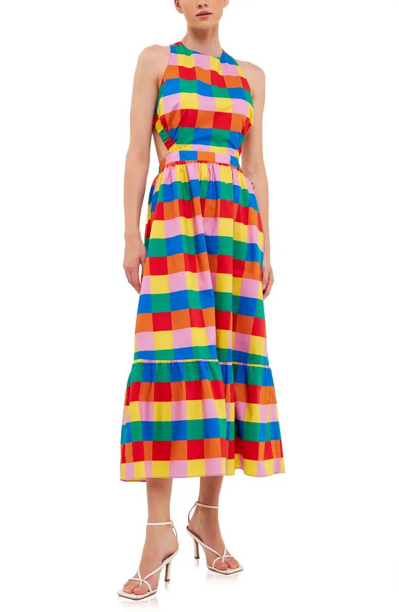 English Factory Rainbow Check Cotton Halter Maxi Dress | Nordstrom | Nordstrom