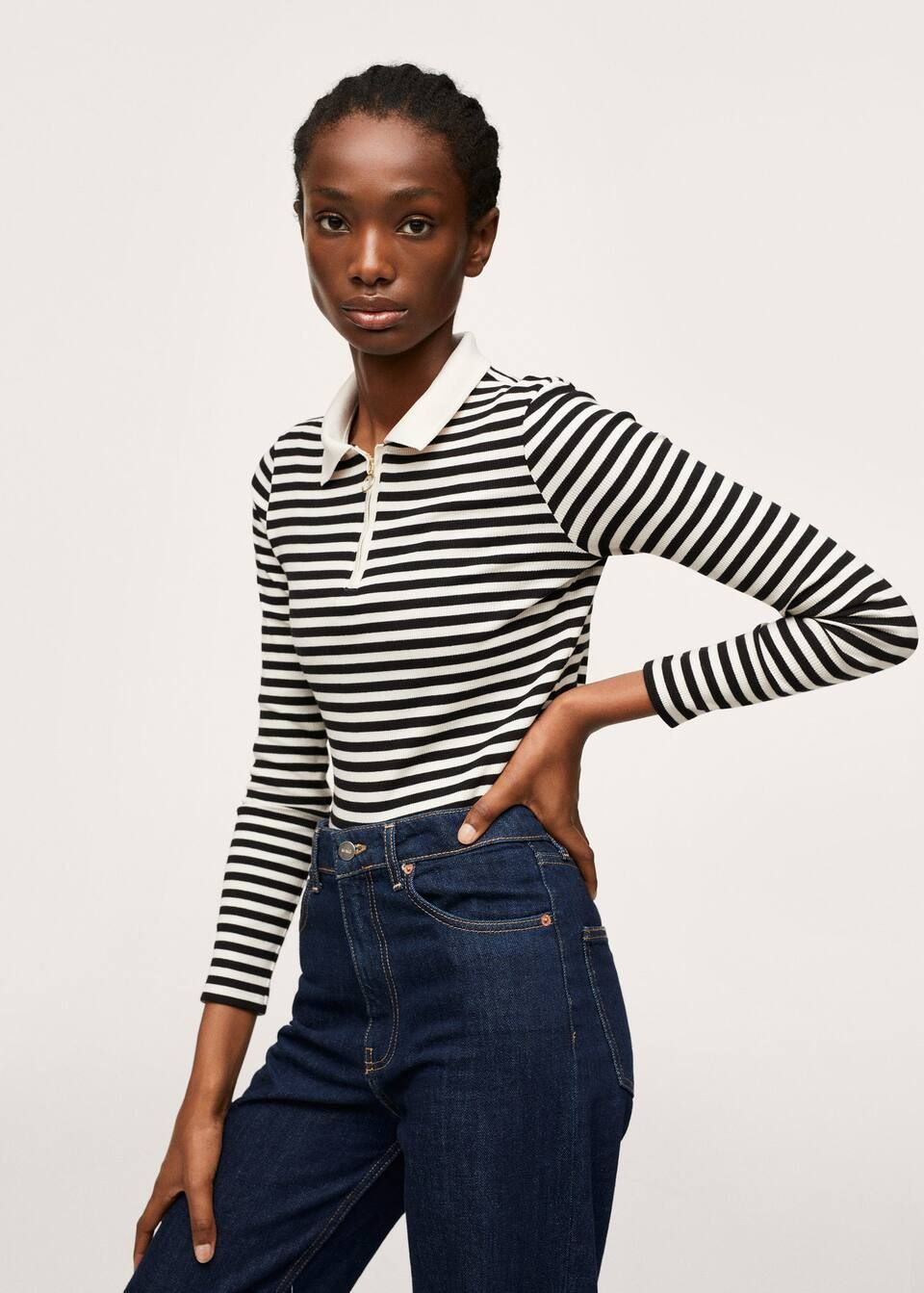 Striped cotton polo shirt | MANGO (US)