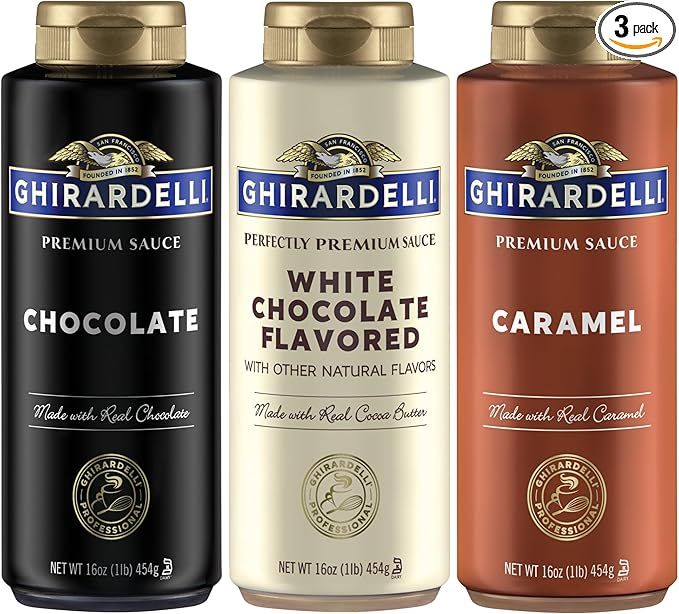 Ghirardelli Squeeze Bottles - Caramel, Chocolate & White Chocolate - Set of 3 | Amazon (US)