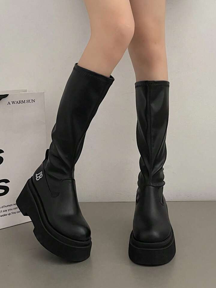 Vrouwen In de mode Platform Chunky Hiel Lang Laarzen | SHEIN