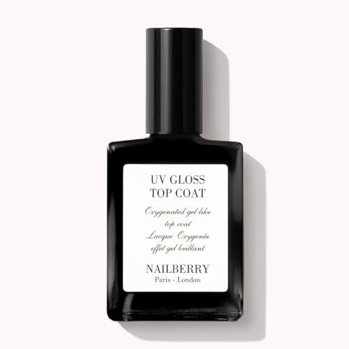 Nailberry UV Gloss Top Coat | Gel-Like Finish Nail Top Coat | Fast Drying Without UV or LED Lamps | Chip-Resistant, Oxygenated Gloss Finish | Vegan | Certified Halal & Cruelty Free | 25-Free | 15 ml | Amazon (US)