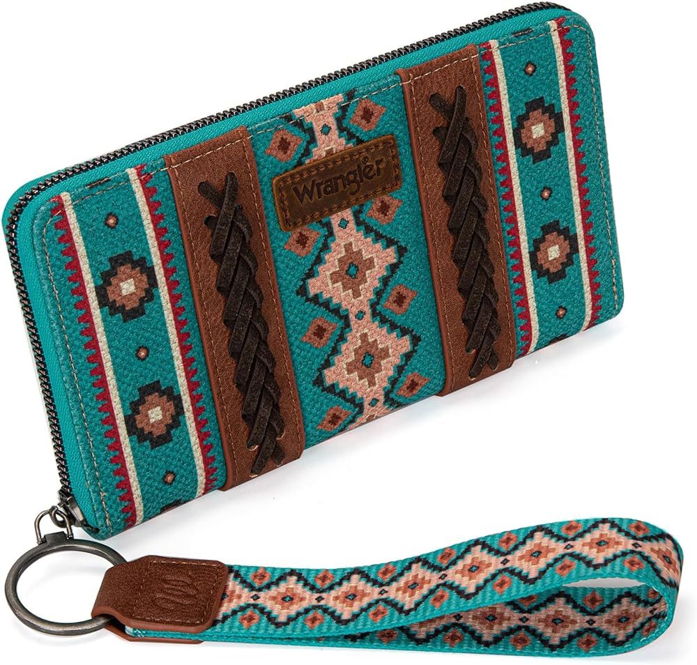 Montana West × Wrangler Wristlet Western Wallet Boho Aztec Credit Card Holder for Women | Amazon (US)