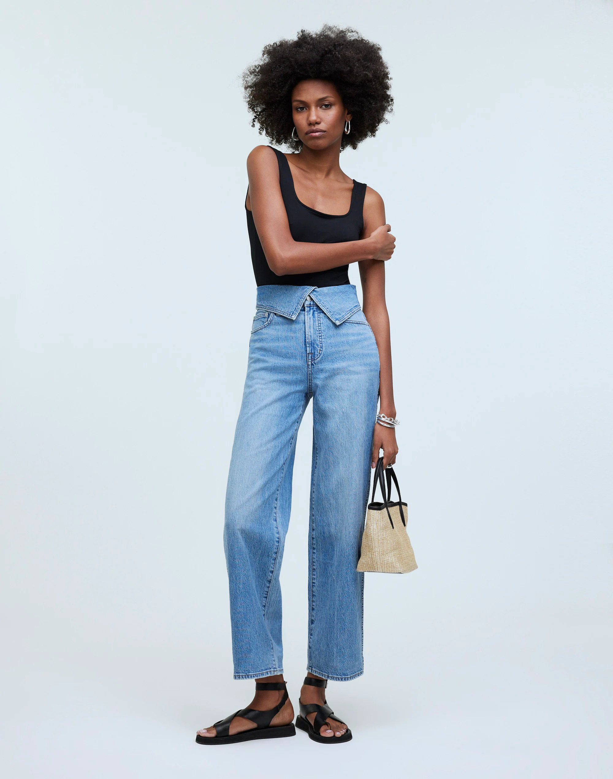 The Perfect Vintage Wide-Leg Crop Jean in Pickford Wash: Foldover-Waist Edition | Madewell