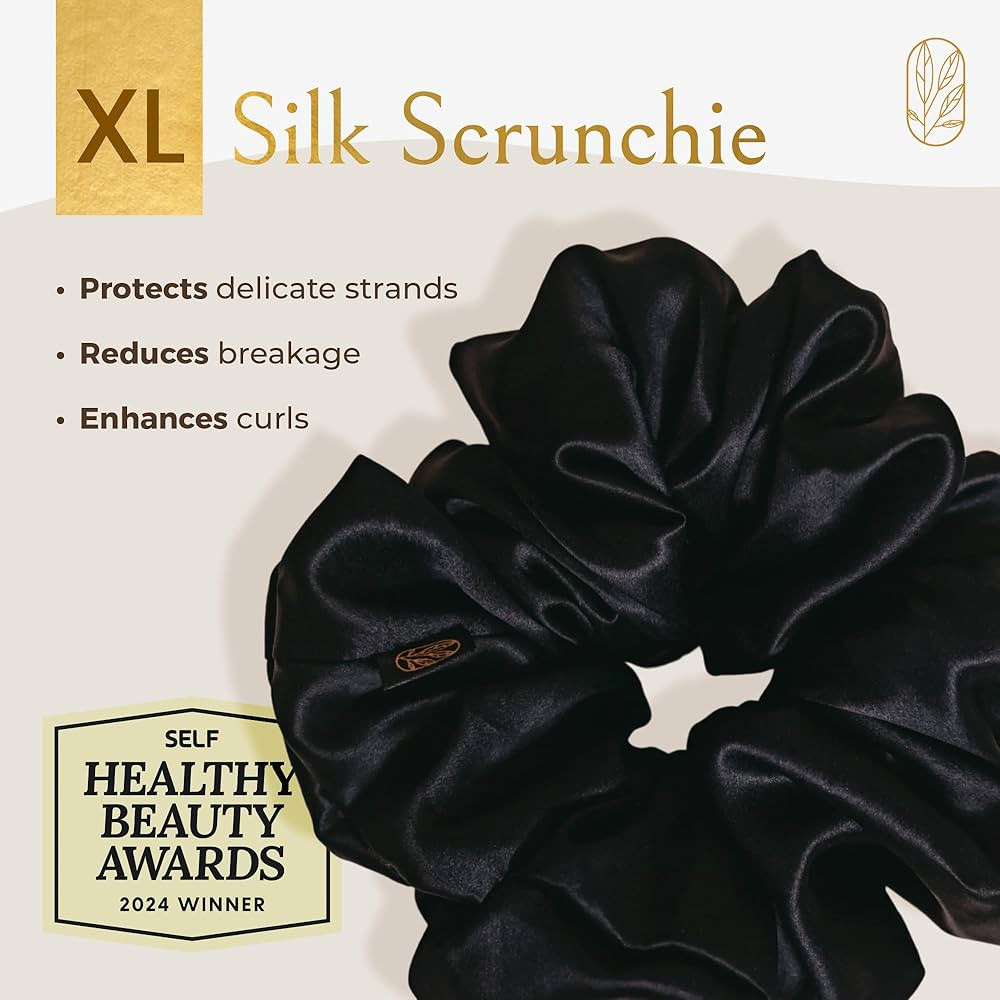 Silk Scrunchies for Women Ponytail Holders – Oversized Mulberry Silk Scrunchies – Extra Large... | Amazon (US)