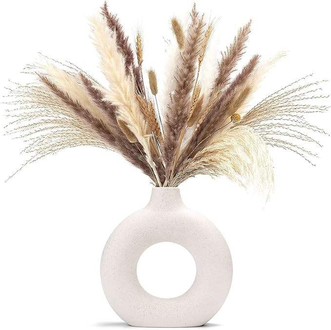 CEMABT Vases for Pampas Grass,Creative Vase Modern Home Decor,Handmade Vase White Ceramic Dried F... | Amazon (US)