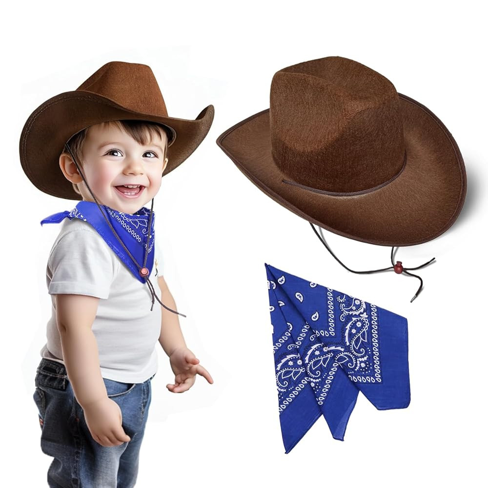 SeptCity Toddler Cowboy Hat and Blue Bandana for Age 2-5, Baby Infant Gift for Halloween Birthday... | Amazon (US)