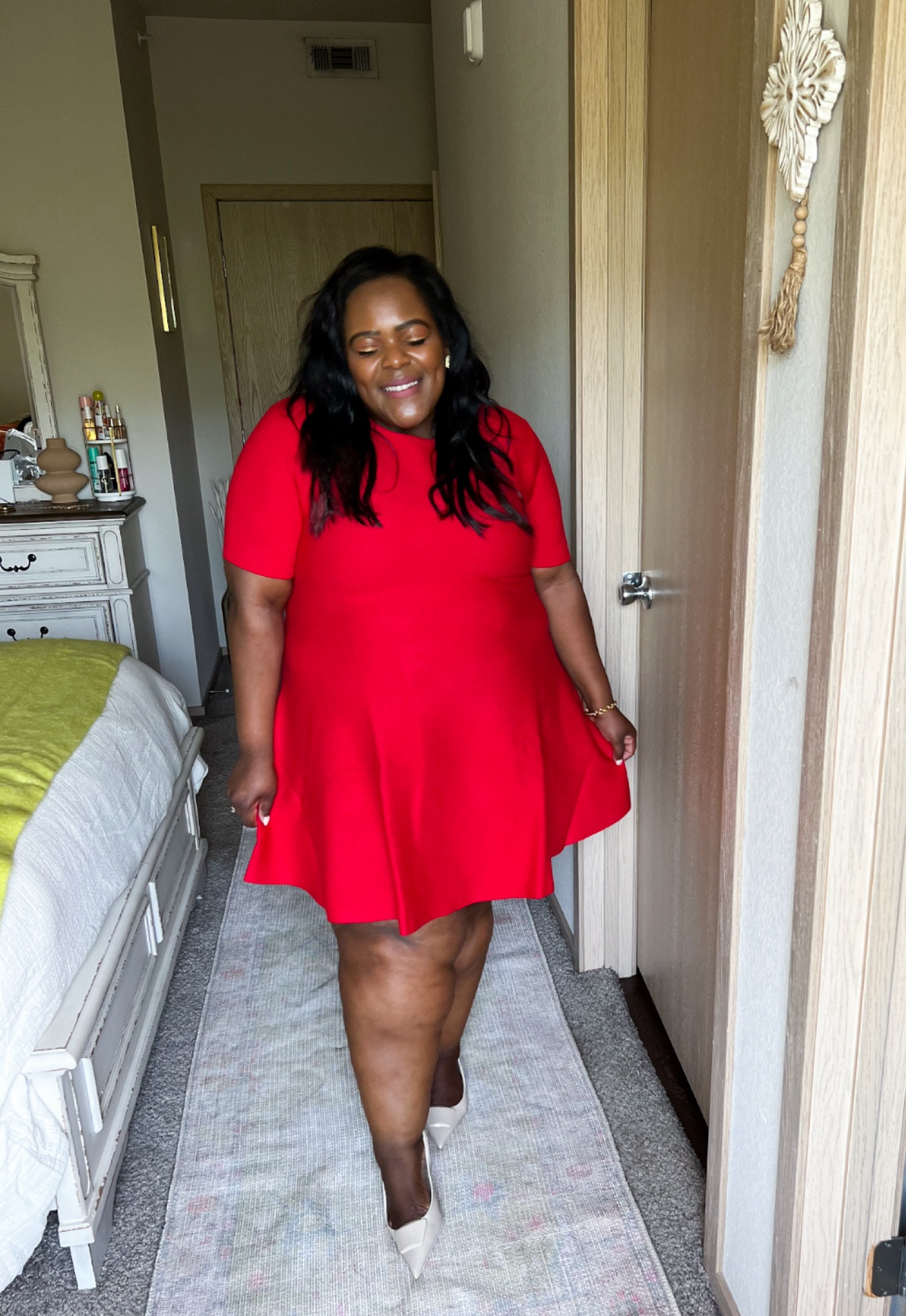 This very well made sweater knit dress in Red is gorgeous! Size up one. ☝🏾 

#LTKBacktoSchool #LTKMidsize #LTKFindsUnder50