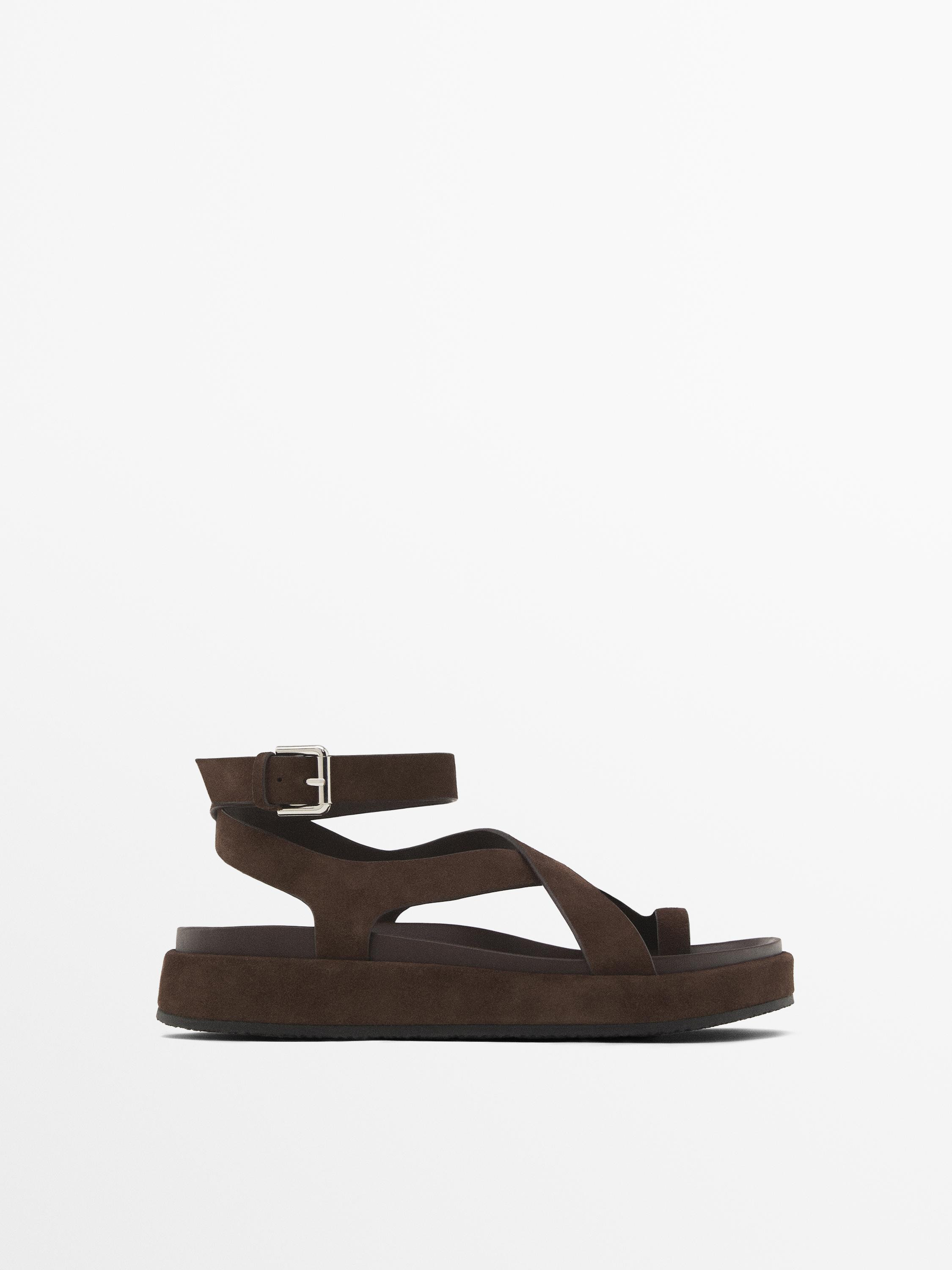 Sandals with crossover straps | Massimo Dutti UK