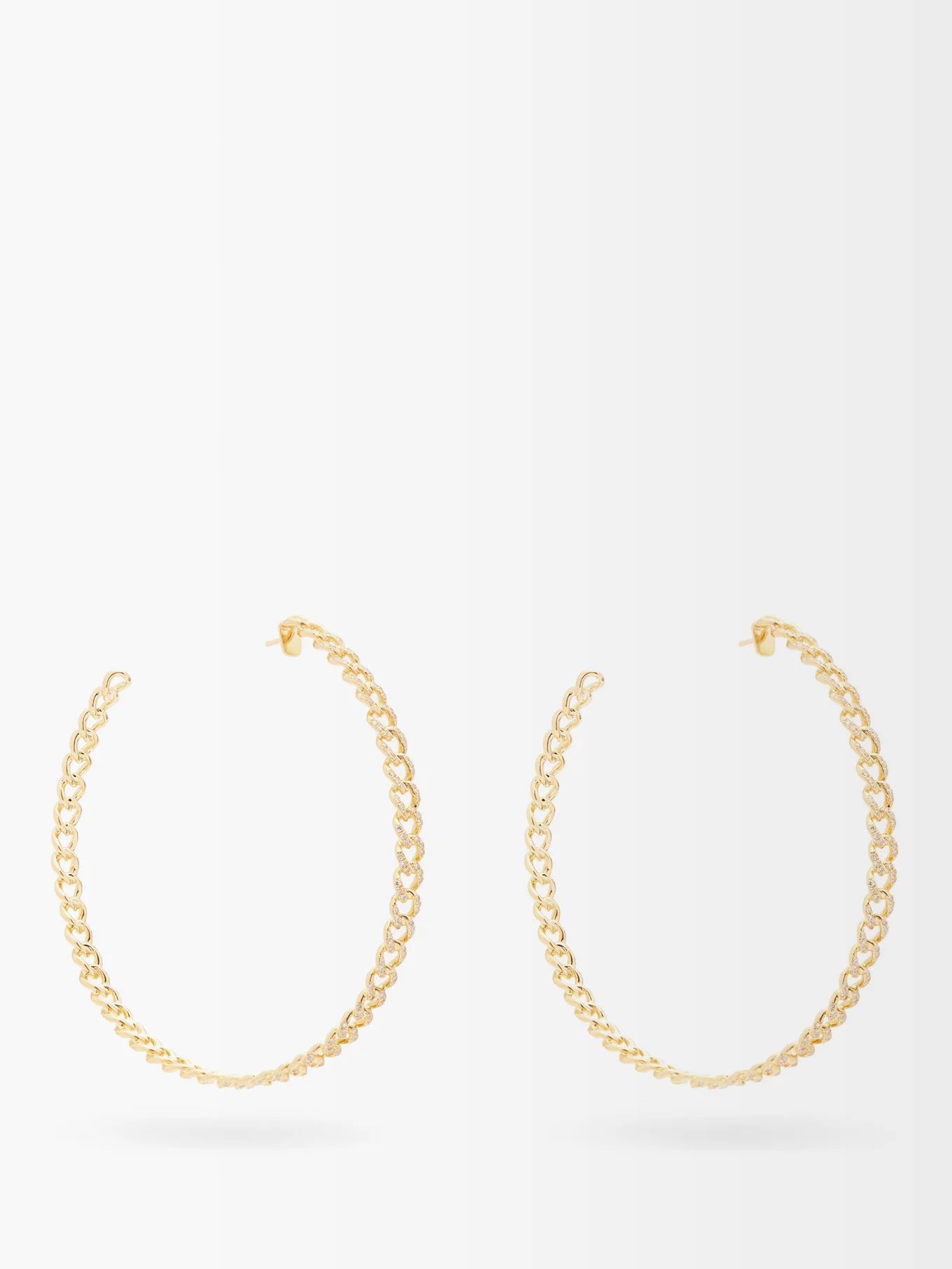 Pavé Link diamond & 18kt gold hoop earrings | Shay | Matches (US)