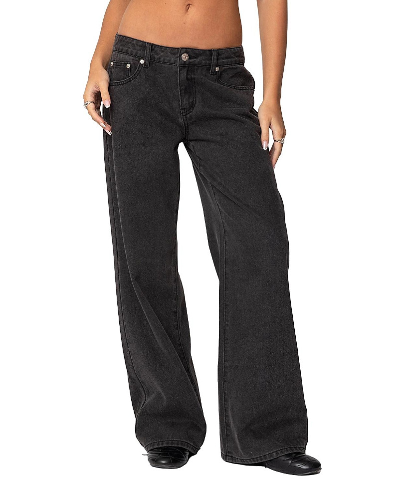 Edikted Bow Pocket Relaxed Jeans in Black Wash | Bloomingdale's (US)