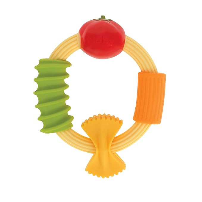 Nuby Pasta Ring Teether - 3+ Months - Soft, Silicone, Multi-Textured, Easy Grip Baby Teething Toy... | Amazon (US)