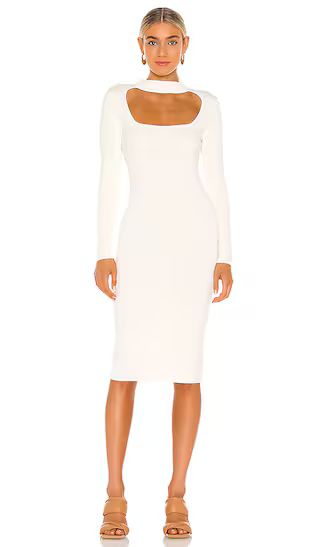 Cut Out Mock Neck Dress in Chalk | Revolve Clothing (Global)