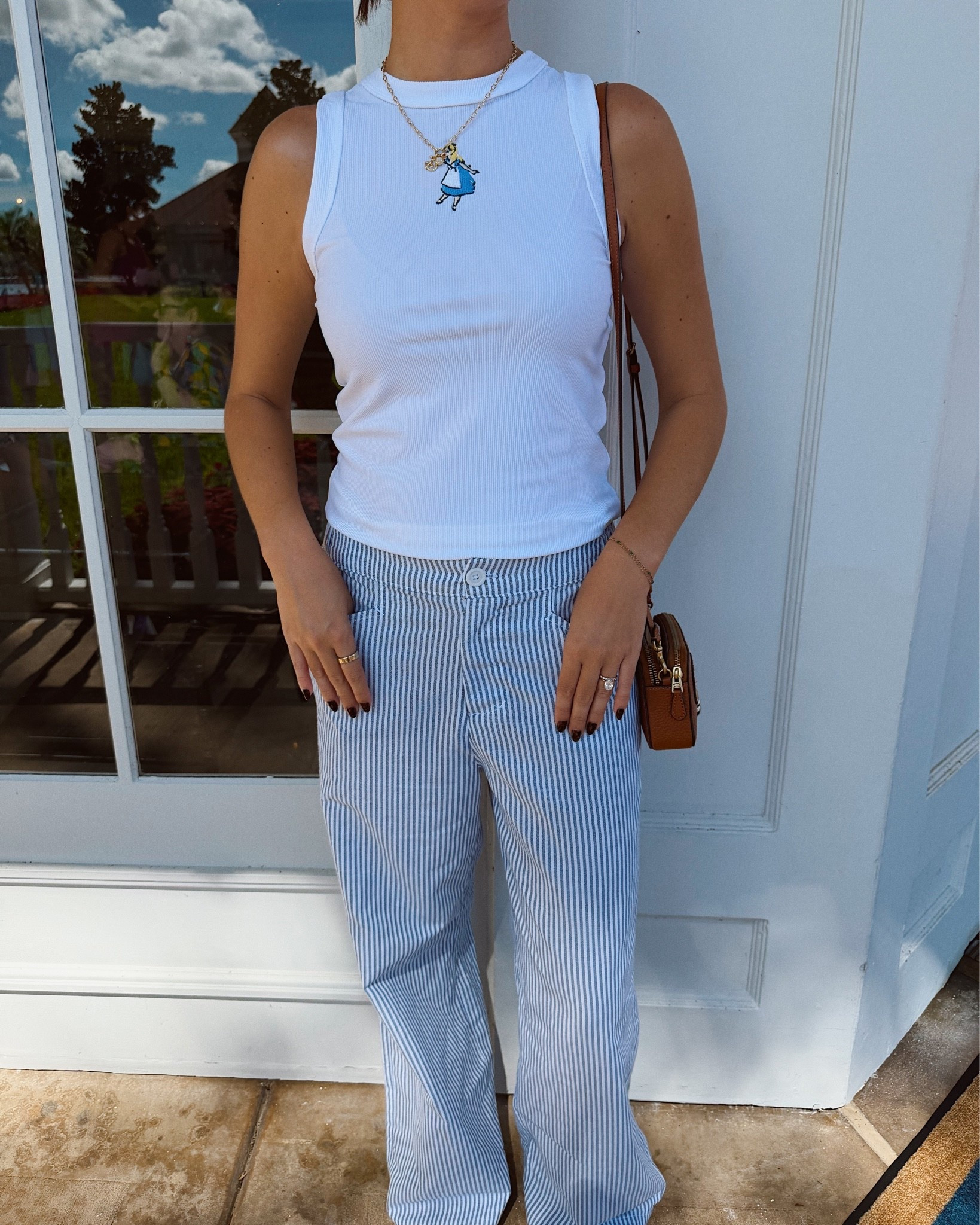 Comfy Disney ootd🩵 Disney outfit, Disney style, Disney parks, Disney resort, Disney date, Albion fit, Disney tank top, blue striped pants, Alice and wonderland, Disney bound, Disney girl #disney

#LTKootd #LTKTravel #LTKdayinmylife