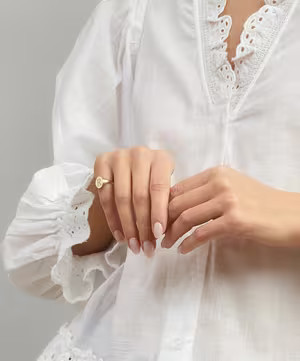 9ct Gold and Diamond Initial Liberty Signet Ring - R | Liberty London (UK)