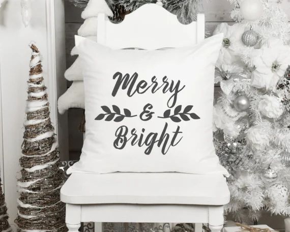 Merry and Bright Pillow Cover  Christmas Winter Decor  | Etsy | Etsy (US)