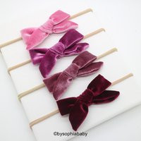 Baby Velvet Bows, Christmas Headbands, Shower Gift, Girl Hair Headband, Pink Burgundy Bow, 1919 | Etsy (US)