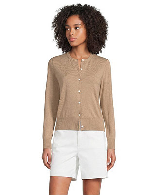 Women's Fine Gauge Cotton Crew Cardigan Sweater | Macy's