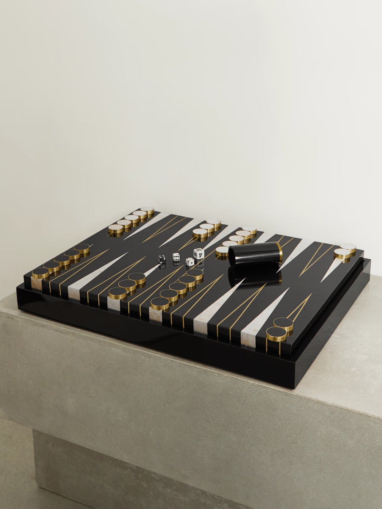 L'Objet - Ebony, Marble, Brass And Shell Backgammon Set - Black | NET-A-PORTER (UK & EU)