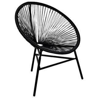Black Poly Rattan Powder Coated Steel Round Shape Papasan Lawn Outdoor Lounge Chair | The Home Depot