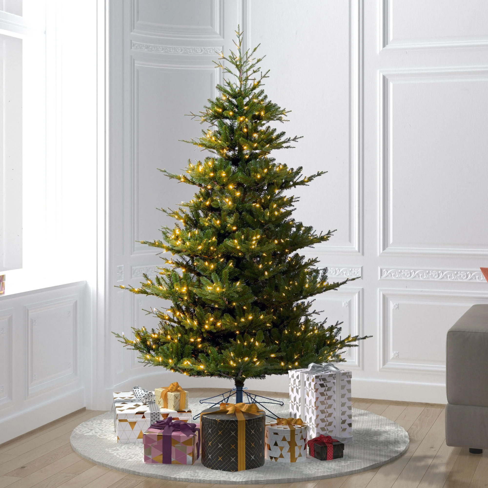 Vickerman 6.5' x 57" Hudson Fraser Fir Artificial Christmas Tree with Warm White LED Lights. | Walmart (US)