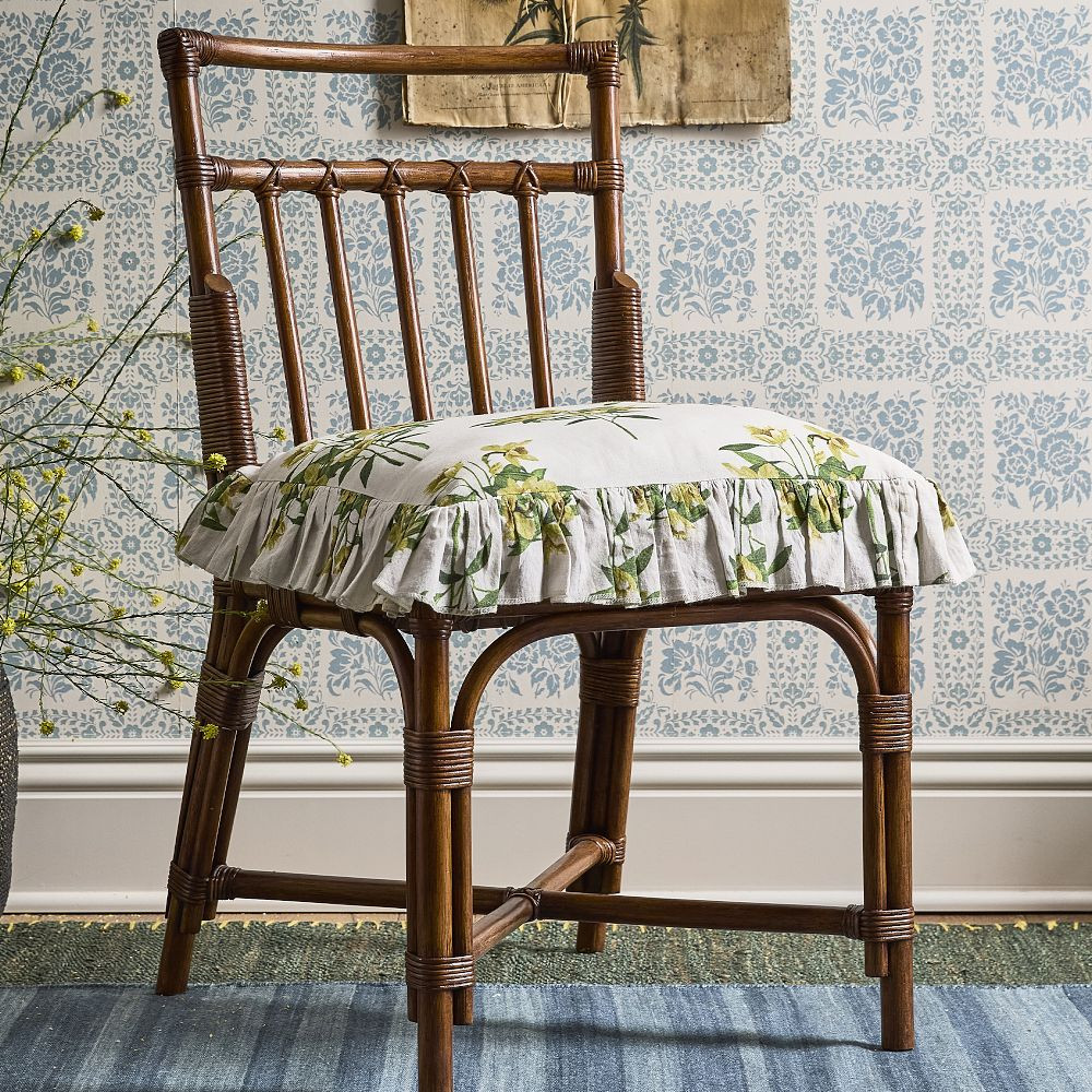 Floral Ruffle Square Seat Cushion | GreenRow