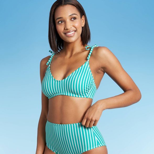 Women's Shoulder Tie Bikini Top - Kona Sol™ Green Stripe | Target
