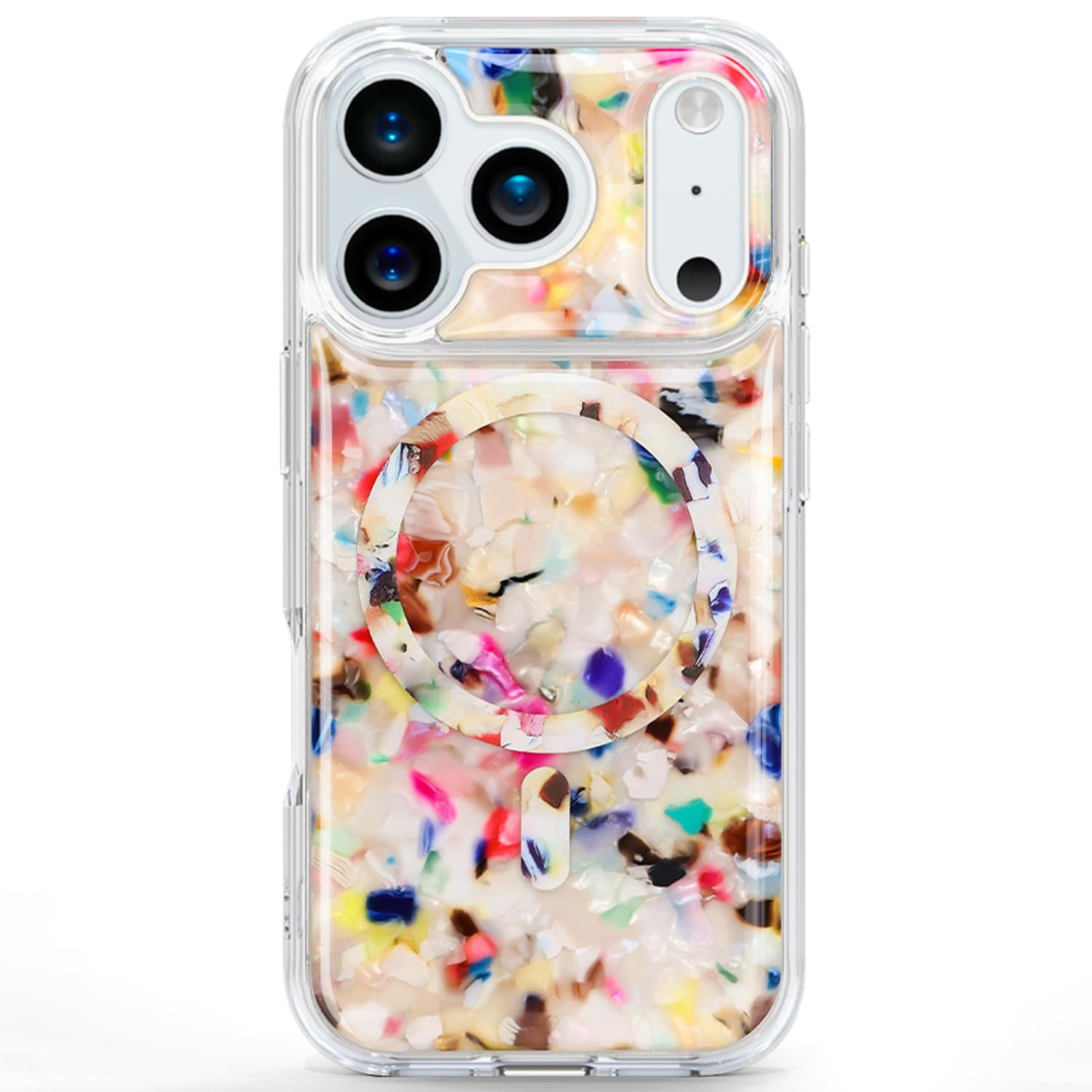 Case for iPhone 17 Pro Max, Colorful Mother of Pearl Non-Print Design, Cute Transparent Magnetic ... | Amazon (US)