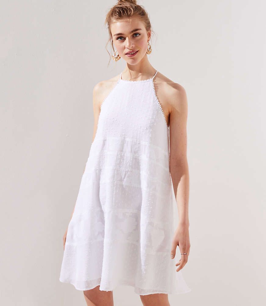 Lace Stripe Halter Swing Dress | LOFT