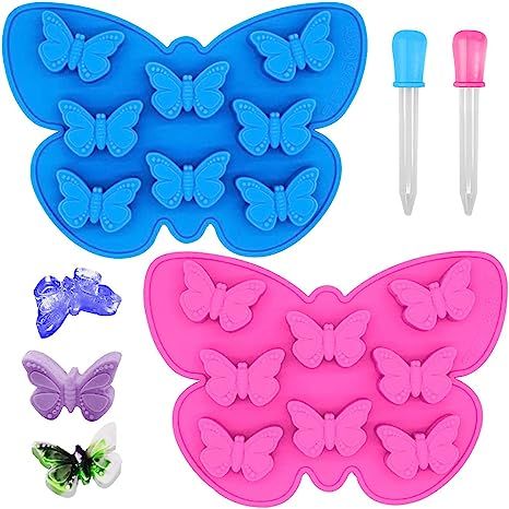 2 PCS Silicone Butterfly Mold with Dropper, findTop Butterfly Shape Silicone Trays for Birthday, ... | Amazon (US)