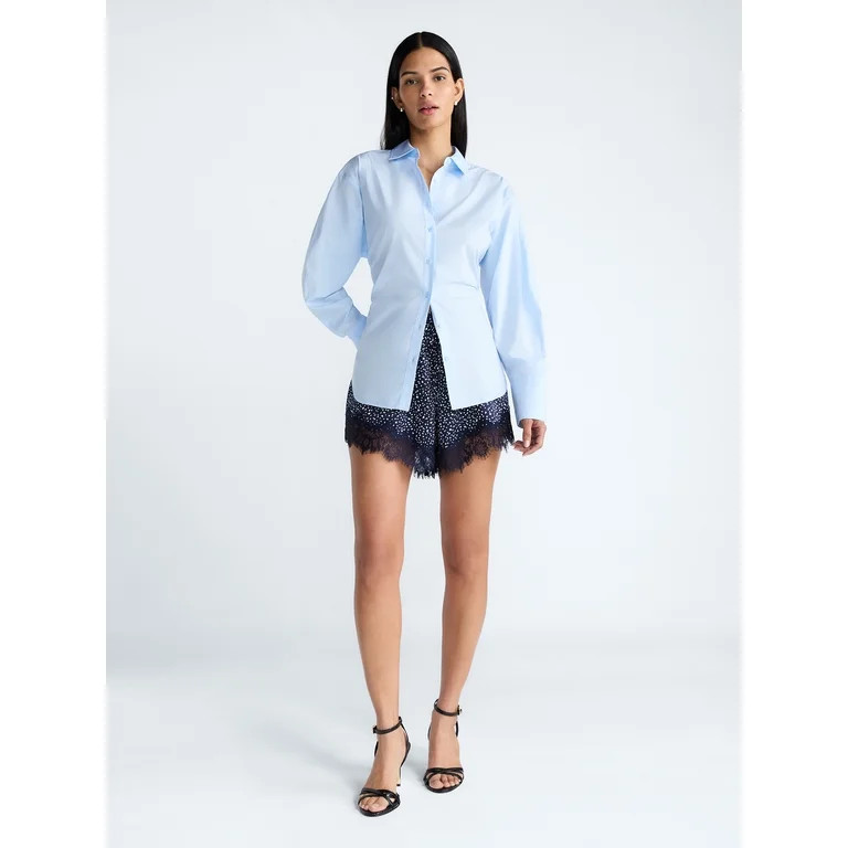 Devil Wears Prada Scoop Collection Women's and Women's Plus Lace Up Cotton Shirt, Sizes XS-4X | Walmart (US)