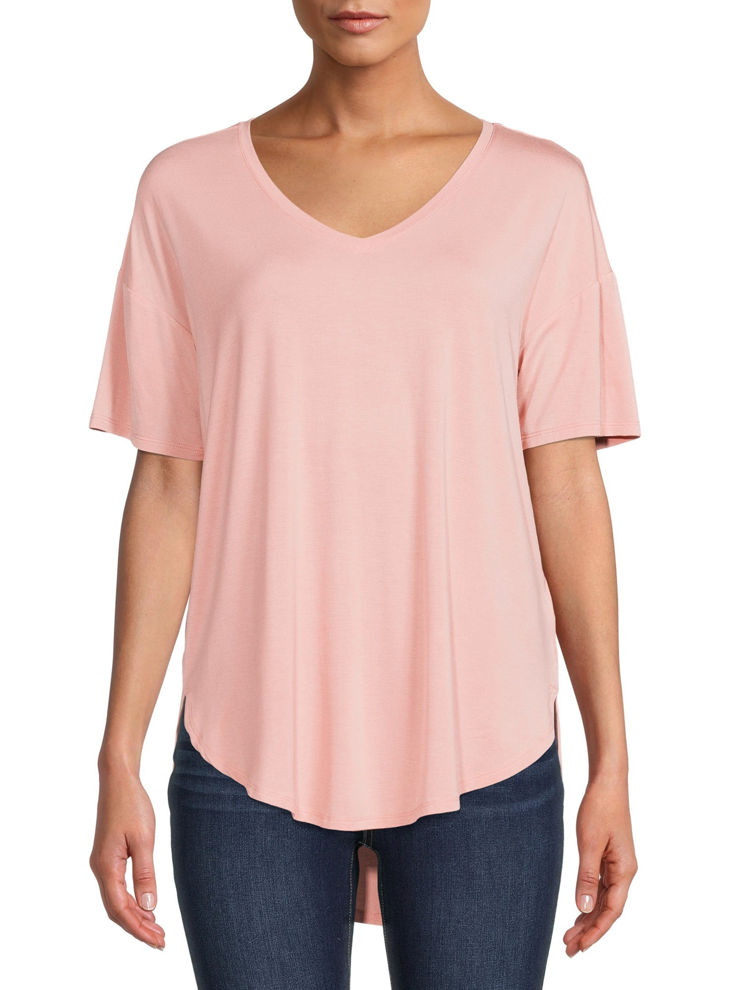Time and Tru Women's V-Neck Tunic T-Shirt | Walmart (US)