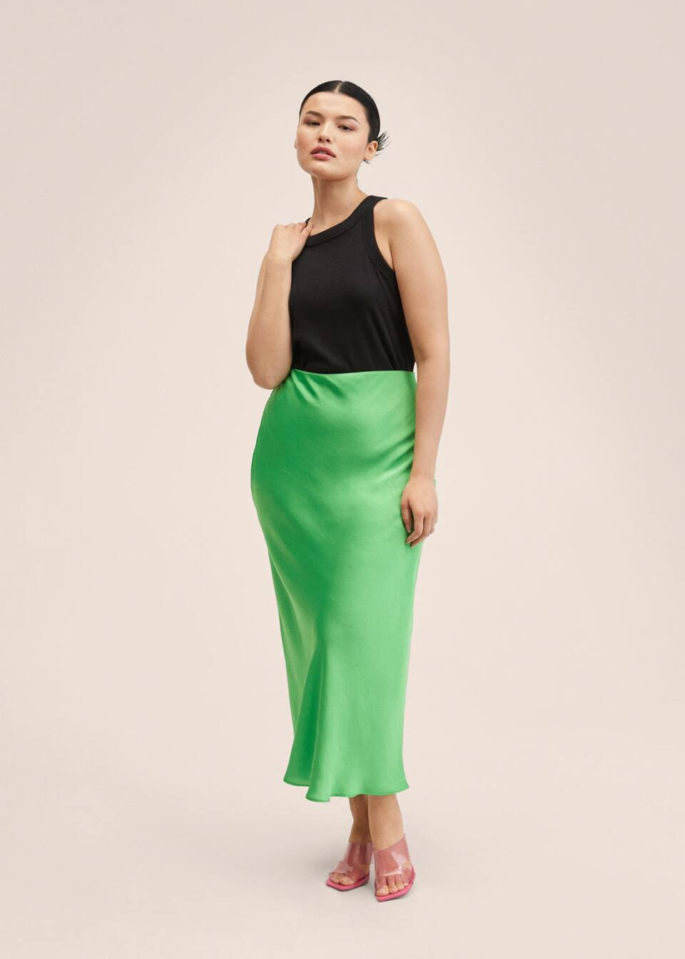 Midi satin skirt | MANGO (US)