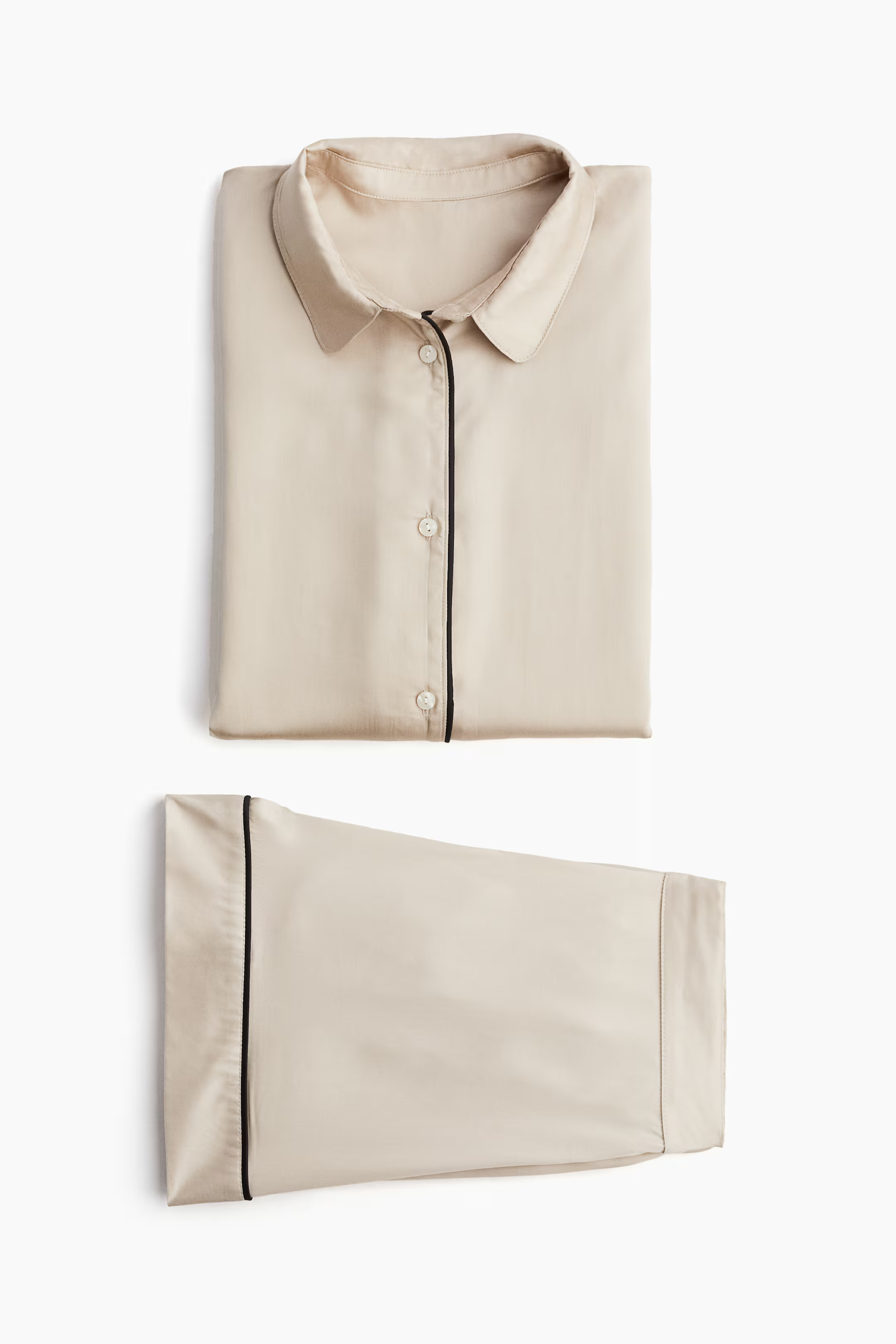 Satin Pajamas - Light beige - Home All | H&M CA | H&M (US + CA)