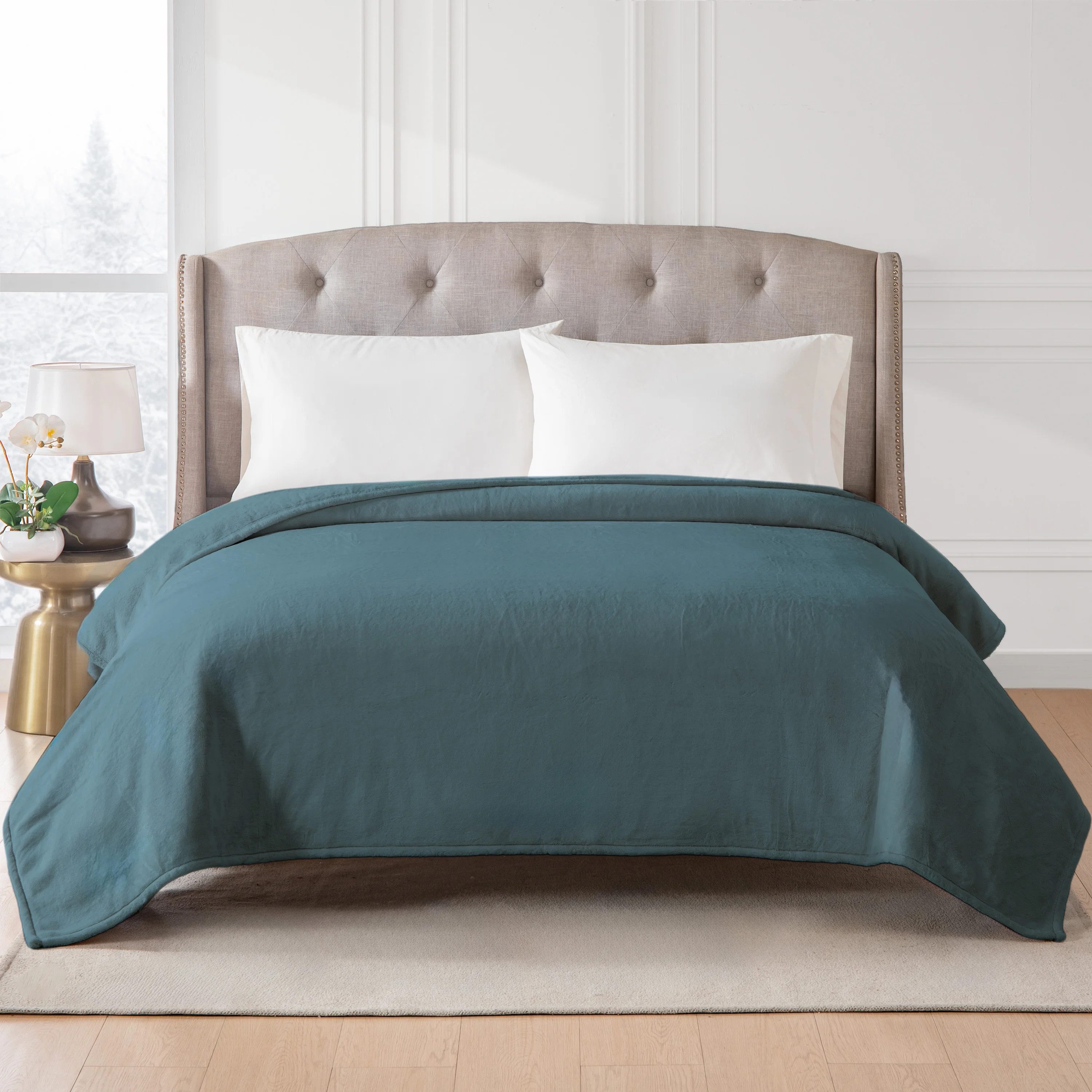 Hotel Style ™ Solid Oversized Bed Blanket, Juniper Stone | Walmart (US)